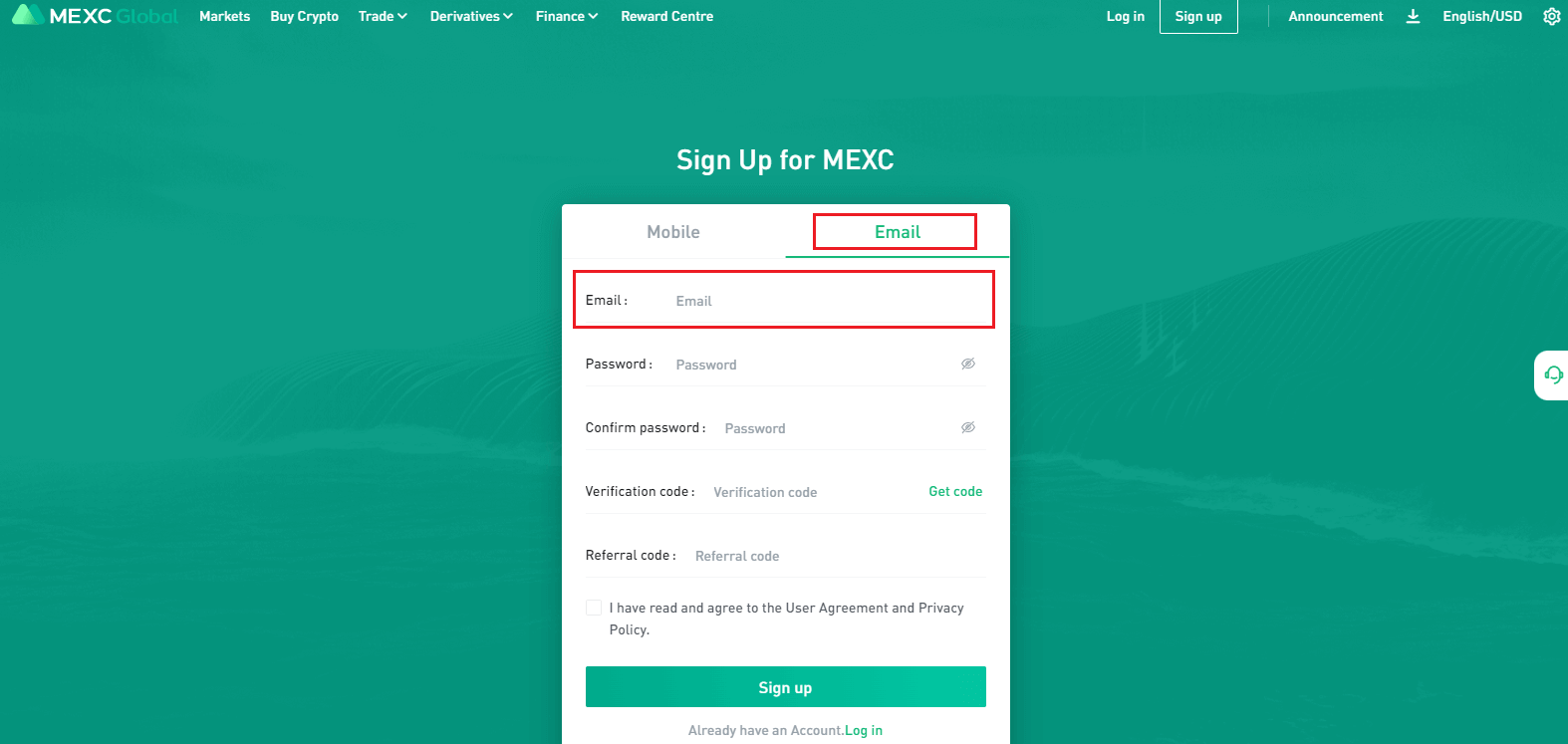 Как открыть торговый счет в MEXC