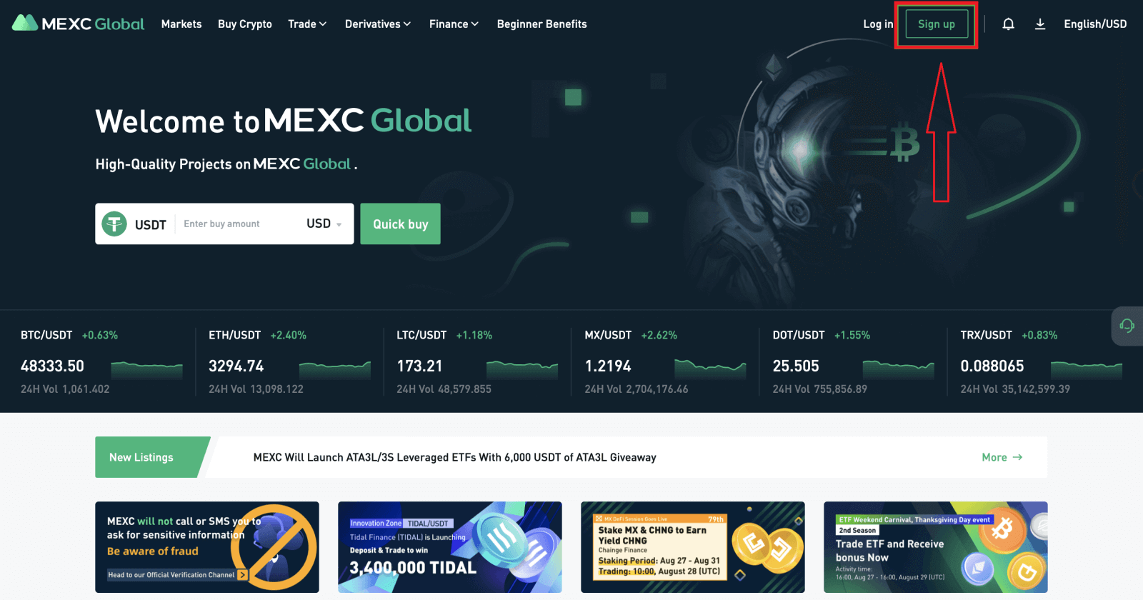 Как открыть торговый счет в MEXC